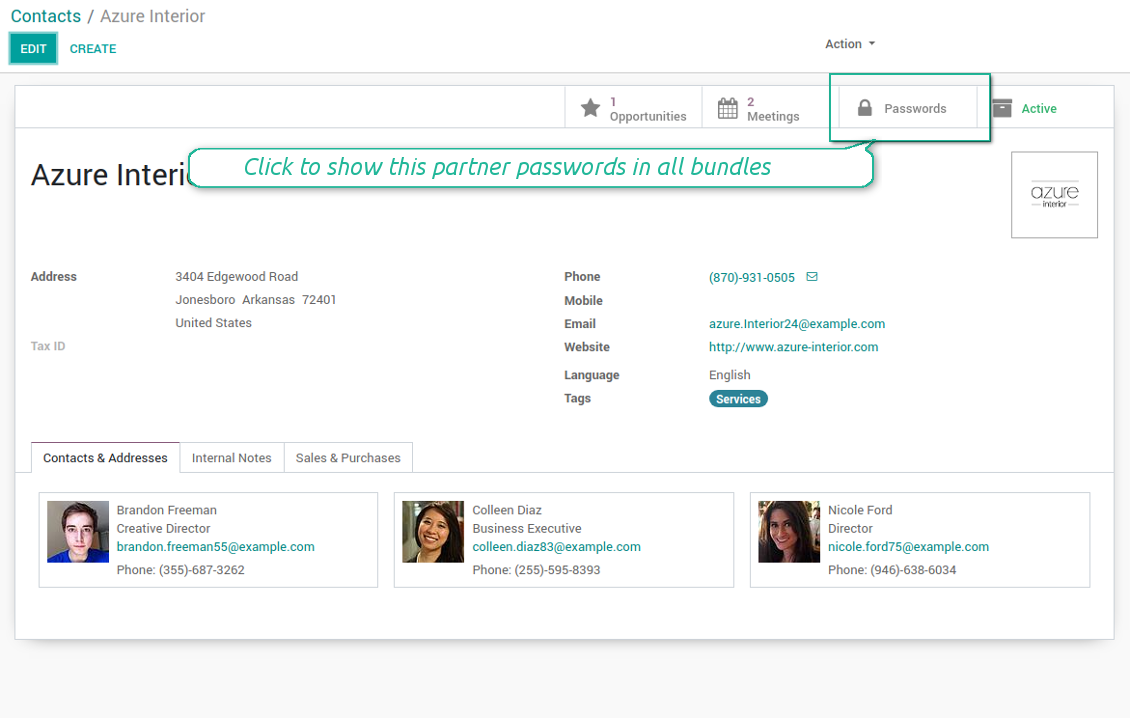The button to open partner-related passwords