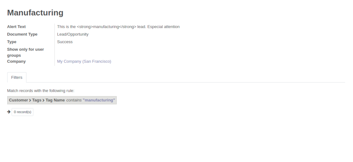 Odoo CRM warnings