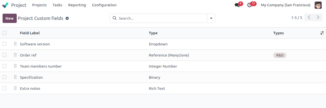 Customize inputs of Odoo projects