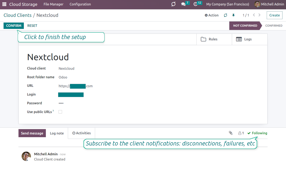 ownCloud/Nextcloud settings
