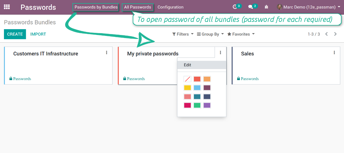 Password bundles kanban