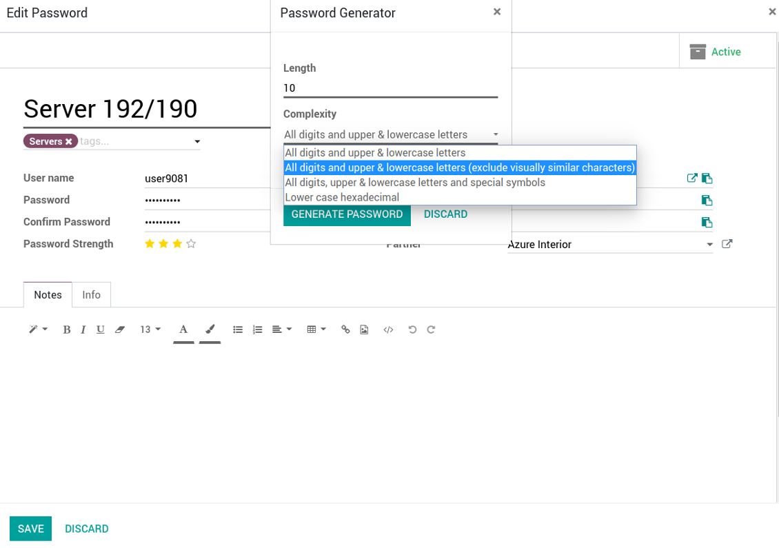 Password auto creation
